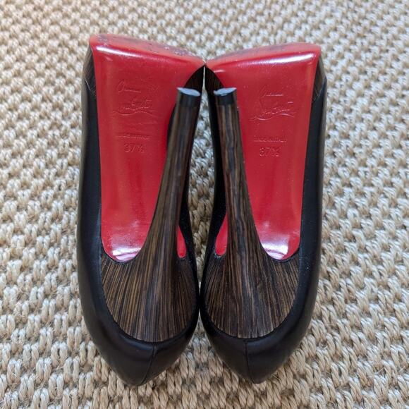 CHRISTIAN LOUBOUTIN New Simple Pump 120 Kid/Wood Heel, 37.5, EUC, Black - Picture 8 of 13